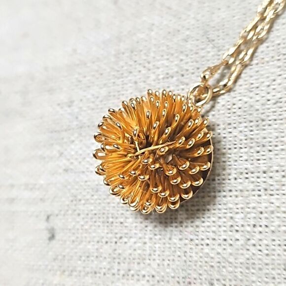 Handmade Vermeil Golden Pinecone Prickly Pendant Necklace - Picture 4 of 8
